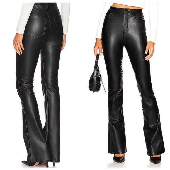 NWT 7 For All Mankind Super Stretch Boot Cut Black Faux Leather Pants, size 32 - Picture 3 of 9